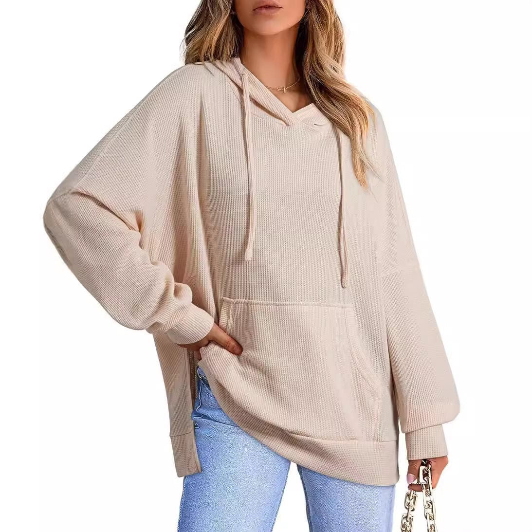 Pull à capuche surdimensionné pour femmes en piqué gaufré Chic und Stil