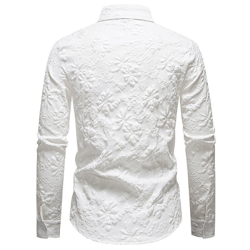 Chemise à manches longues pour hommes avec broderie florale riche en détails Chic und Stil