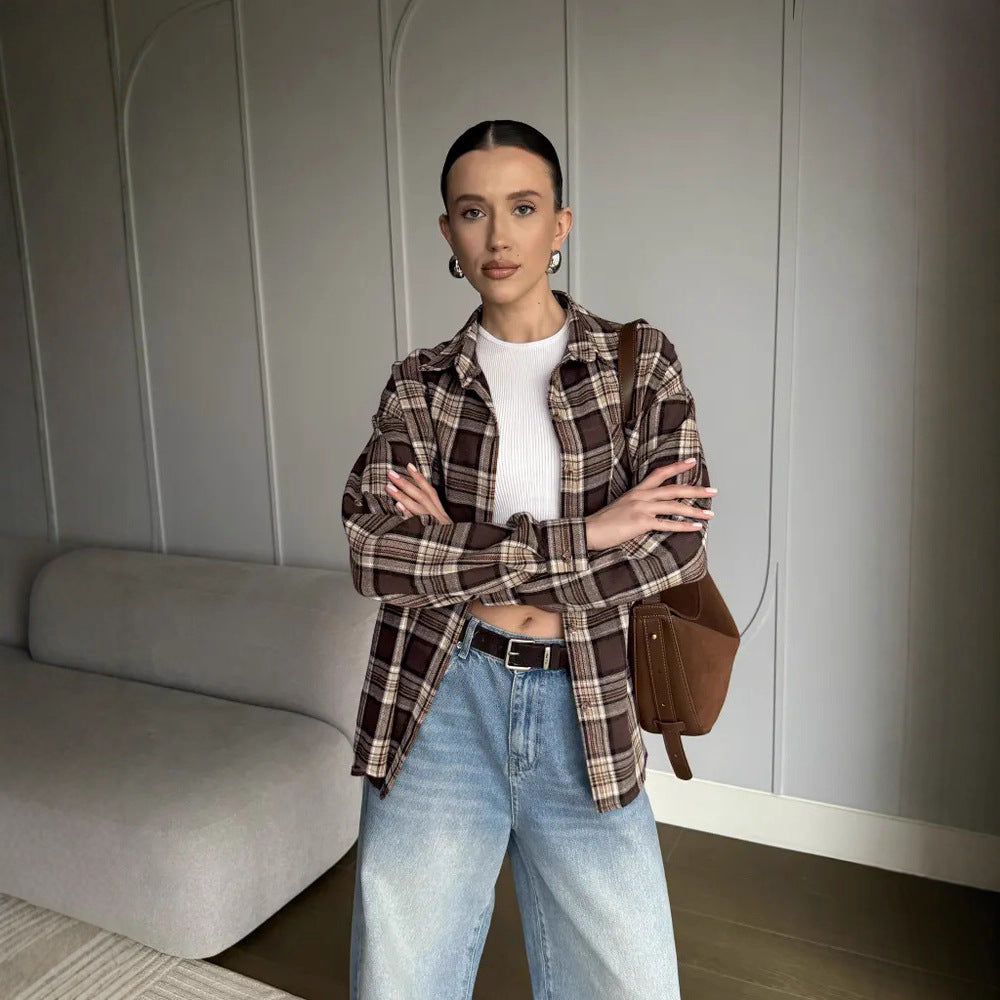 Chemise en flanelle pour femmes avec motif à carreaux Chic und Stil