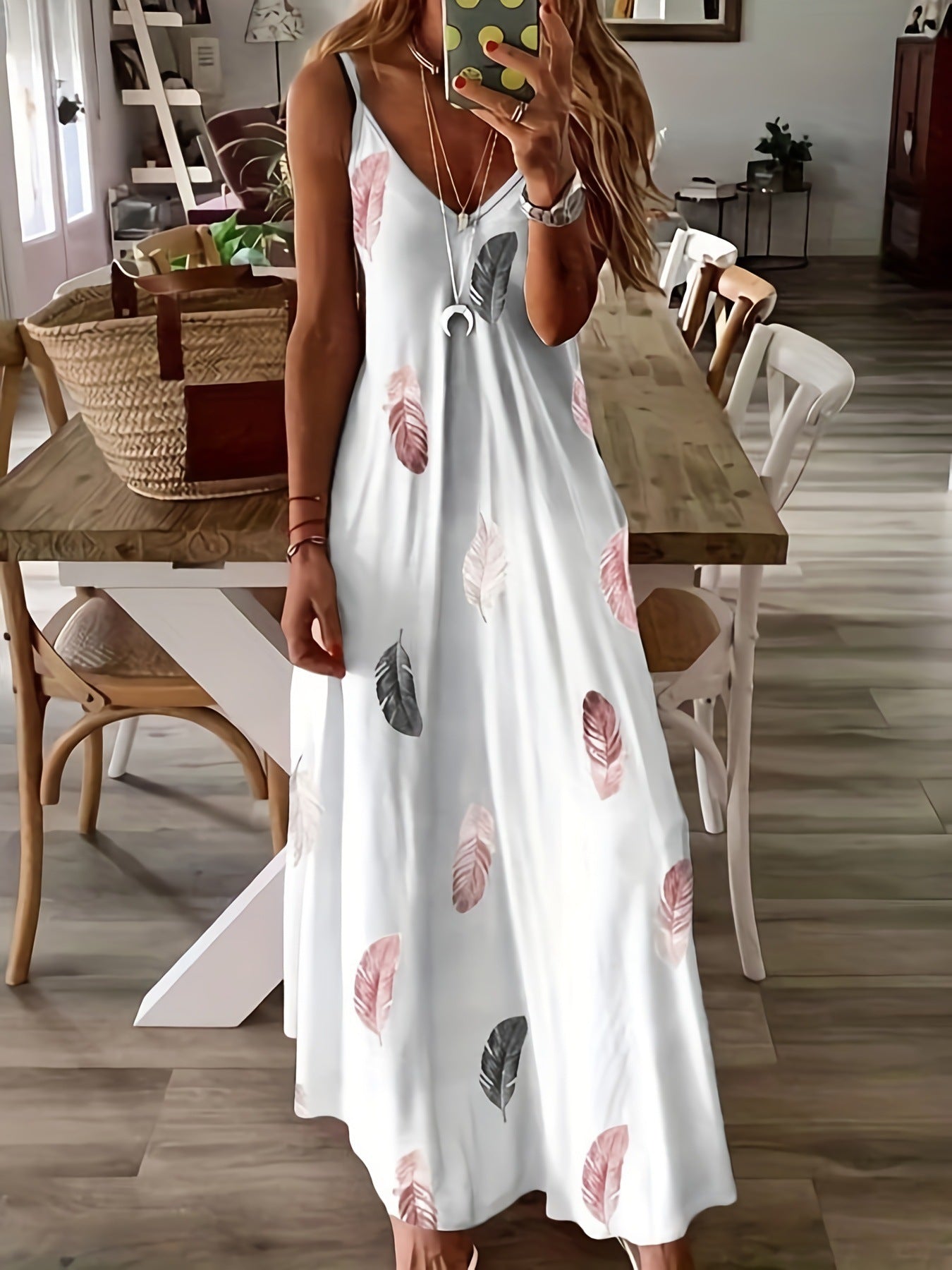 Robe maxi à imprimé feuillage Chic und Stil