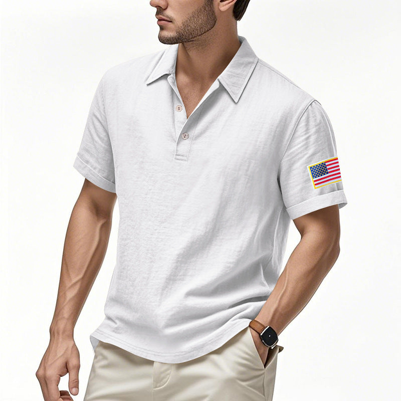 Polo sportif pour hommes avec motif de drapeau américain et technologie de régulation de l'humidité Chic und Stil