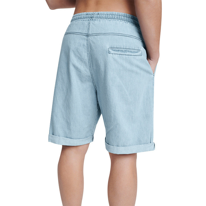Shorts en denim décontractés pour hommes avec taille élastique et cordon de serrage Chic und Stil