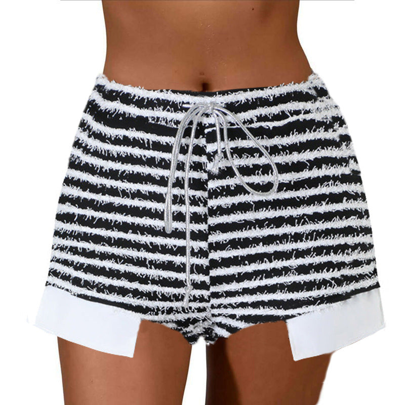Shorts Chic und Stil taille haute rayées de loisirs pour femmes