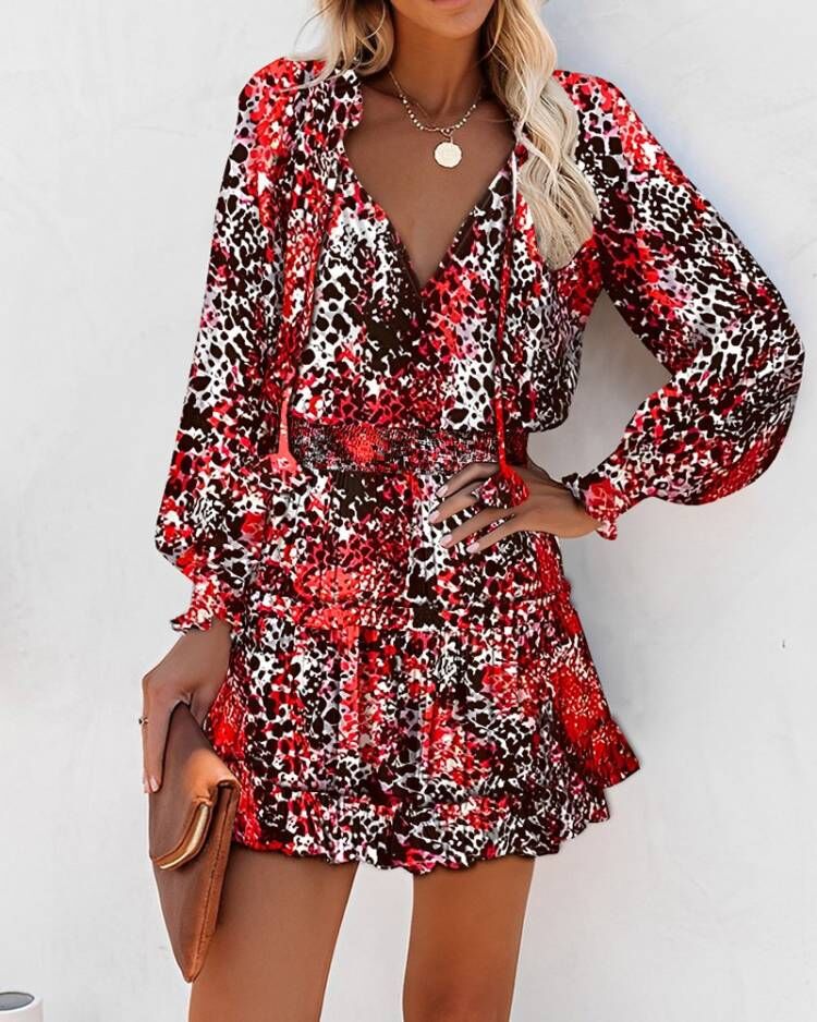 Robe mini fleurs à volants pour femmes élégante Chic und Stil