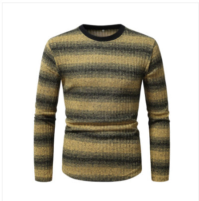 Chemise à manches longues pour hommes en matériau texturé avec un motif rayé à la mode Chic und Stil