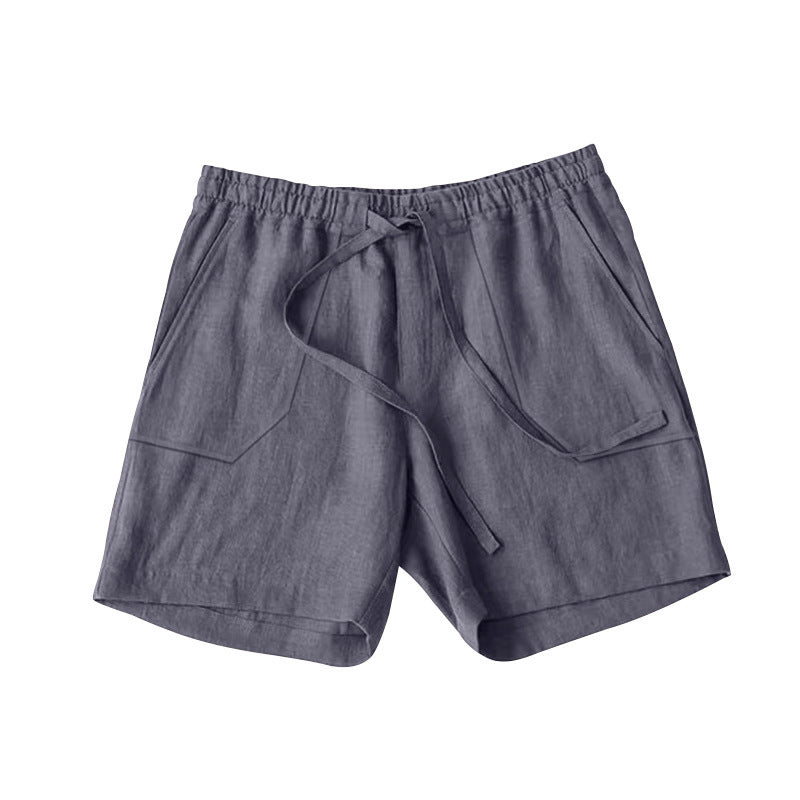 Shorts d'été en lin pour femmes avec taille élastique et poches pratiques Chic und Stil
