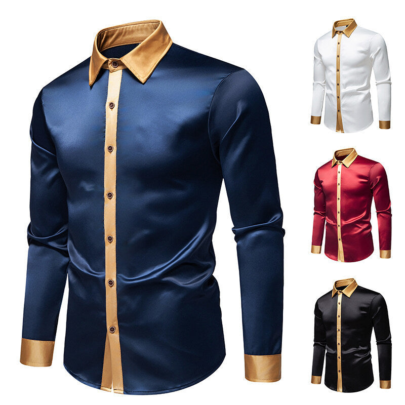 Chemise élégante à manches longues pour homme avec des accents satinés Chic und Stil