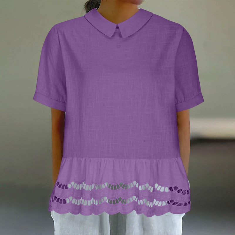 Blouse à ourlet en dentelle élégante Chic und Stil pour femmes