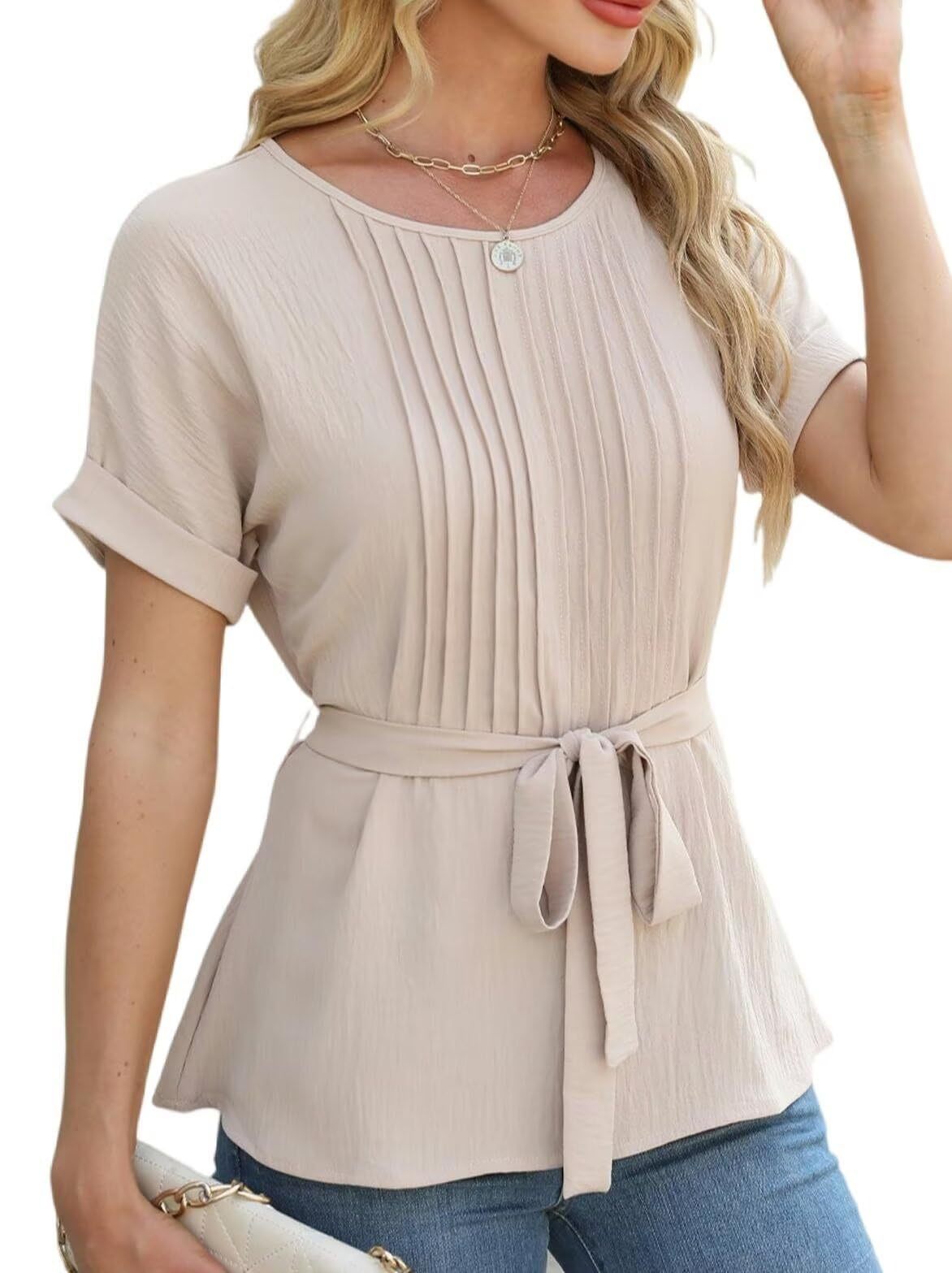 Chemisier femme avec détails froncés et ceinture latérale Chic und Stil