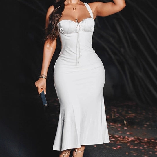 Dames Élégante Robe Maxi avec des Détails de Bretelles Raffinés et une Silhouette Ajustée Chic und Stil