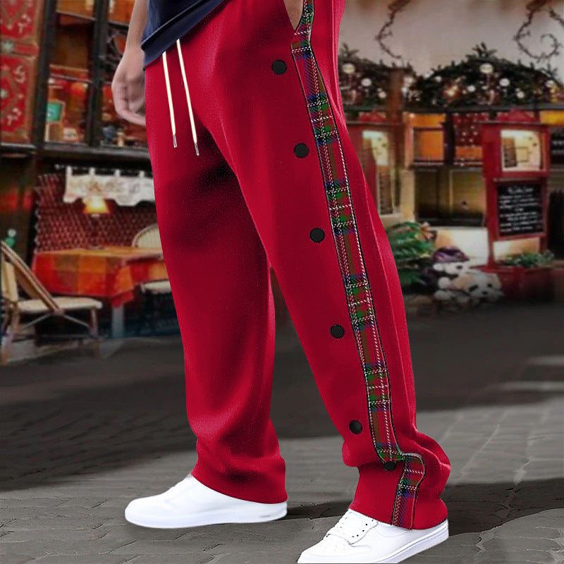 Pantalon de loisir sportif pour hommes avec boutons latéraux et motif à carreaux Chic und Stil