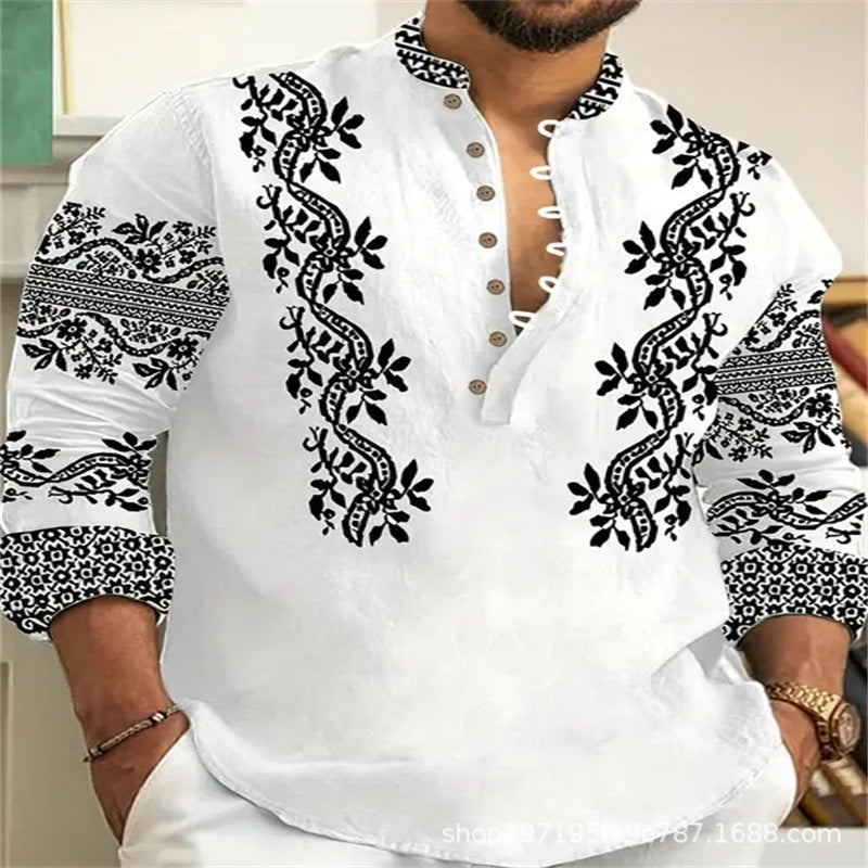 Chemise décontractée brodée pour hommes avec patte de boutonnage Chic und Stil