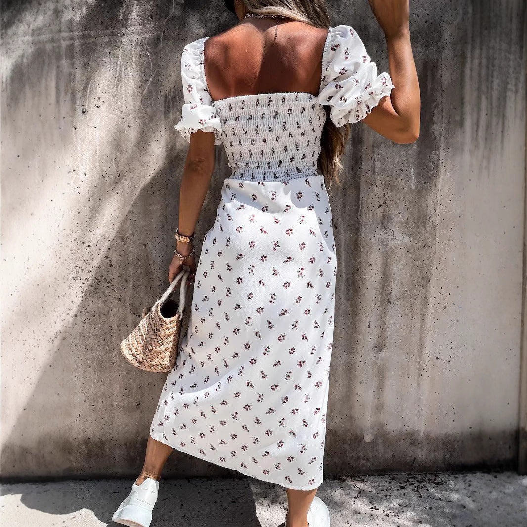 Robe maxi décontractée pour femmes avec haut élastique et motif floral Chic und Stil