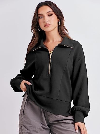 Pull sportif pour femmes avec col montant et demi-zip Chic und Stil