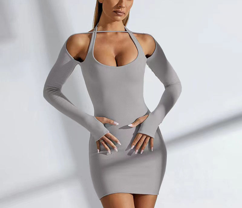 Robe mini à manches longues ouverte d'un côté pour dames Chic und Stil