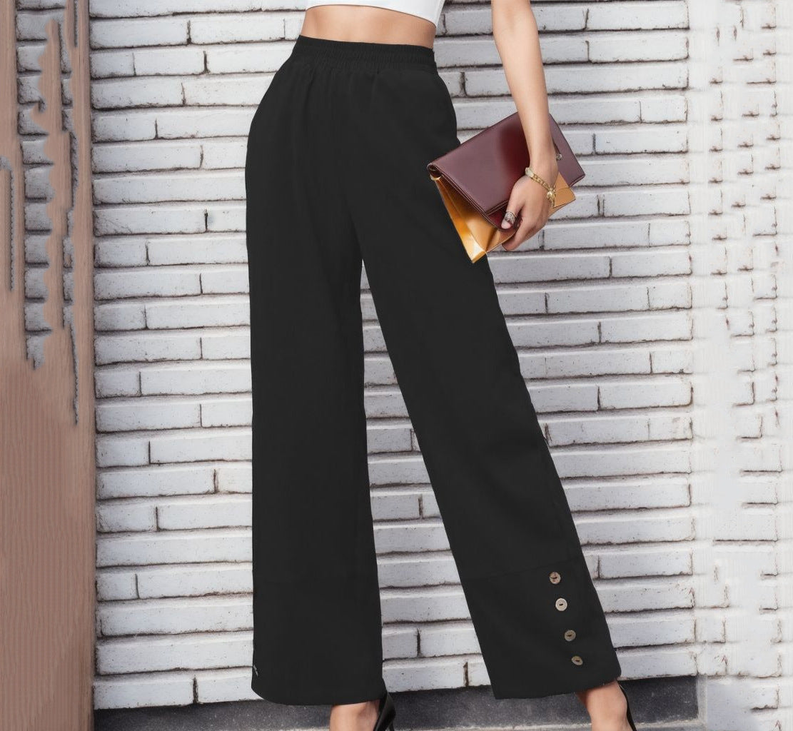 Pantalon chino ample femmes avec détails de bouton Chic und Stil
