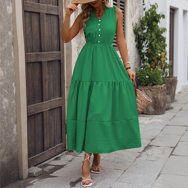 Femme Bouton couche Maxi robe Chic und Stil