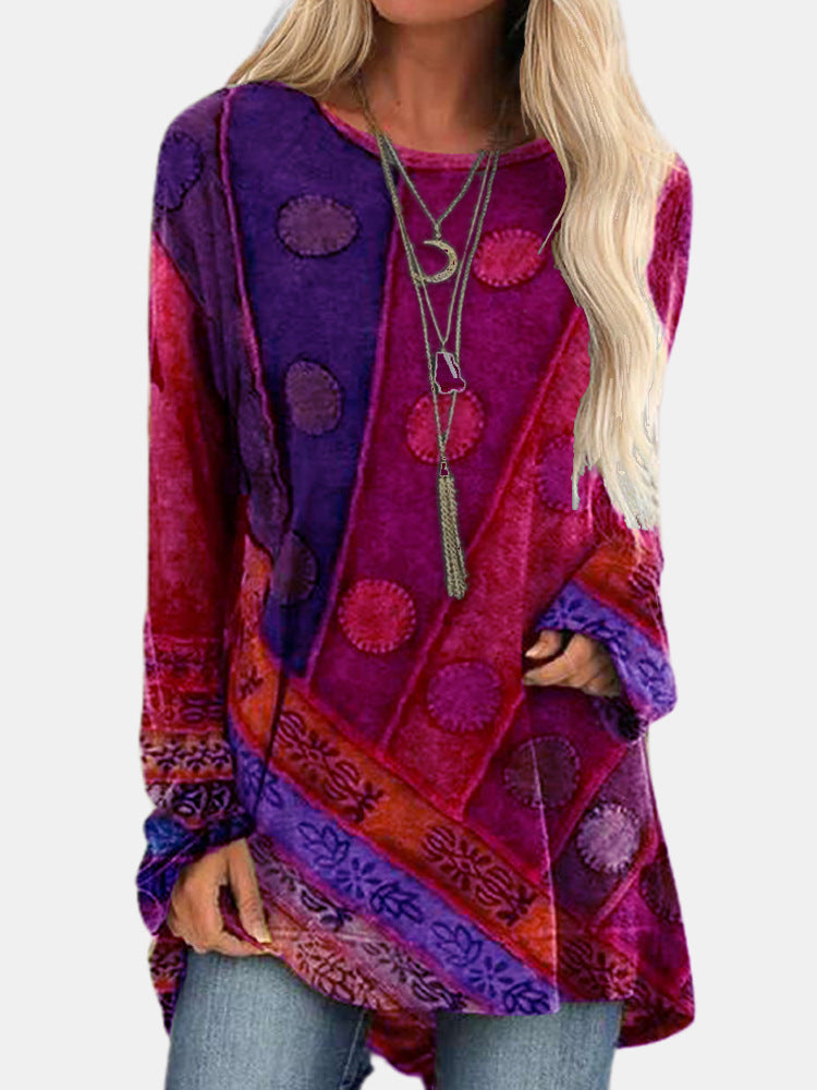 Chemise à manches longues décontractée pour femmes avec motif coloré Chic und Stil