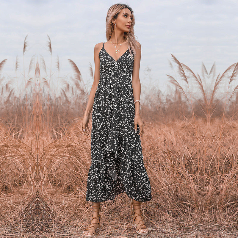 Robe maxi boho femme à couches avec bretelles réglables Chic und Stil