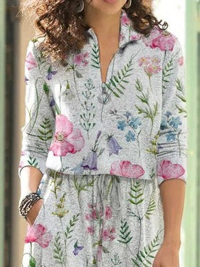 Robe chemise pour femmes avec motif floral et ceinture pratique à la taille Chic und Stil