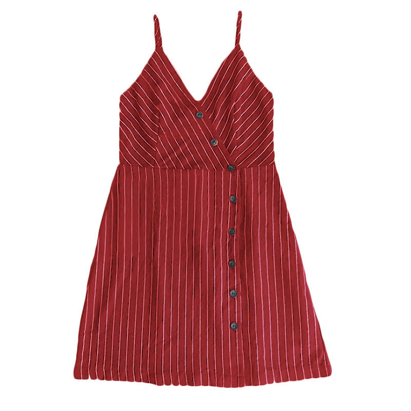 Robe à bretelles spaghetti pour femmes avec détails de boutons et coupe asymétrique Chic und Stil