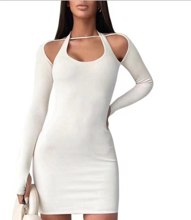 Robe mini à manches longues ouverte d'un côté pour dames Chic und Stil