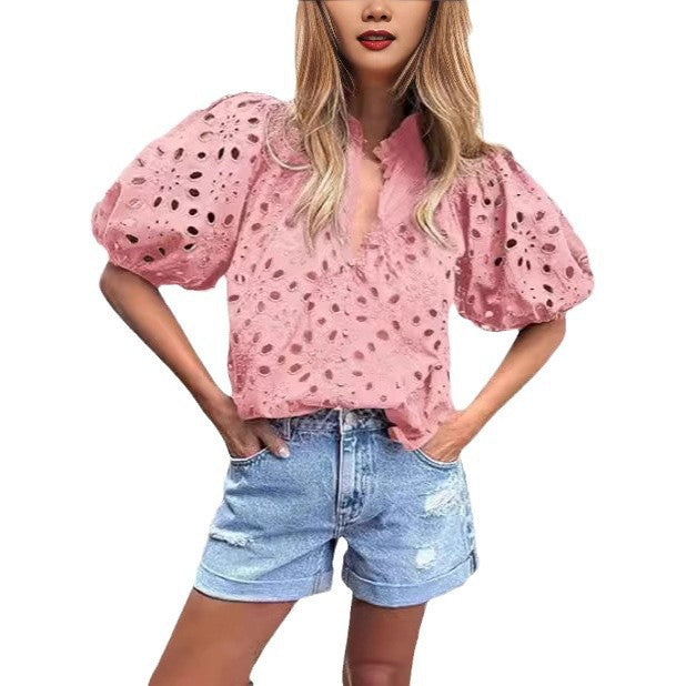 Blouse à manches bouffantes œillets pour femmes Chic und Stil