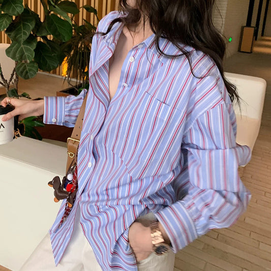 Chemise boutonnée surdimensionnée à rayures pour femmes Chic und Stil