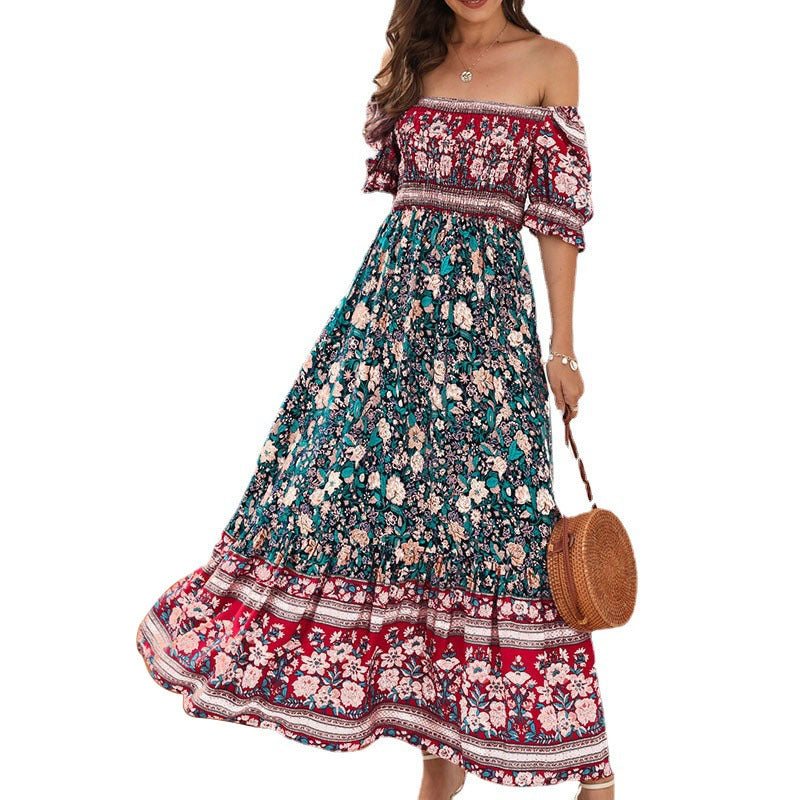 Robe maxi femme avec des manches bouffantes volumineuses et un motif floral Chic und Stil
