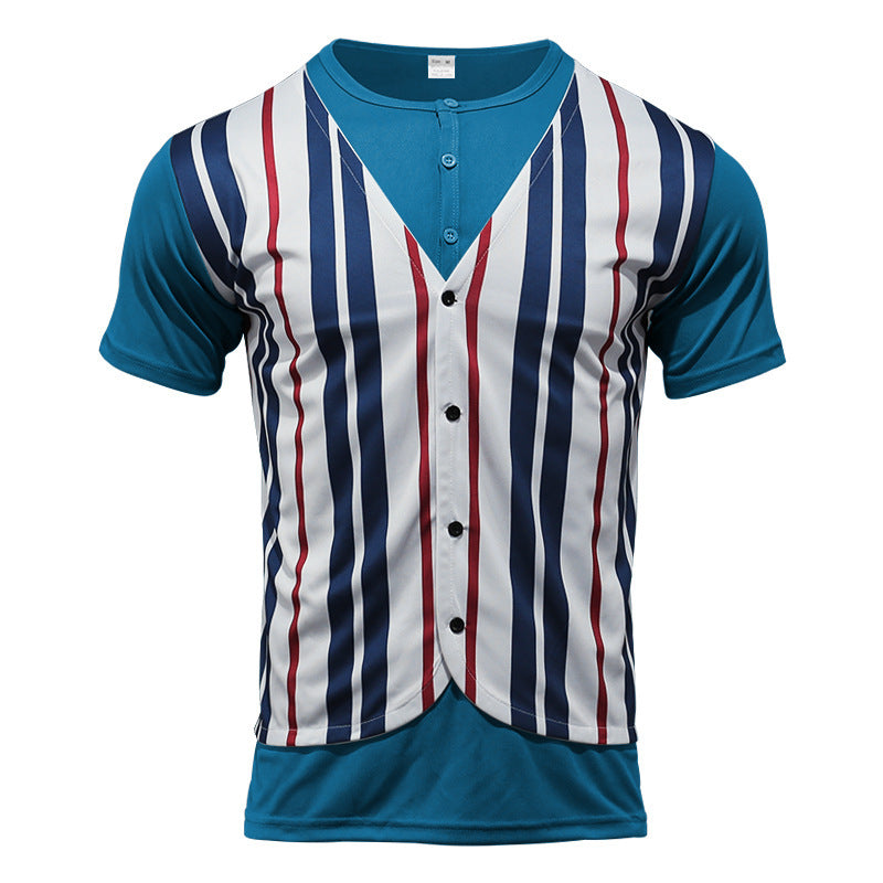 Chemise à manches courtes pour hommes au look rayé sportif avec boutonnière Chic und Stil