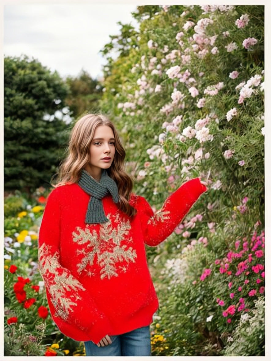 Pull douillet femmes avec motif de flocons de neige festif Chic und Stil