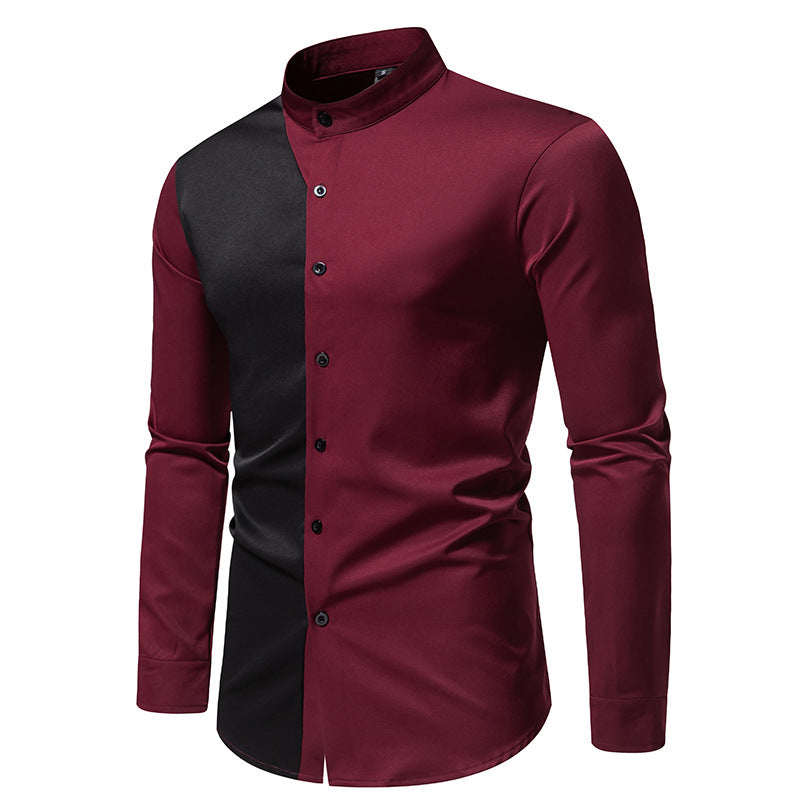 Chemise à manches longues élégante pour hommes avec un joli design de bloc de couleur Chic und Stil