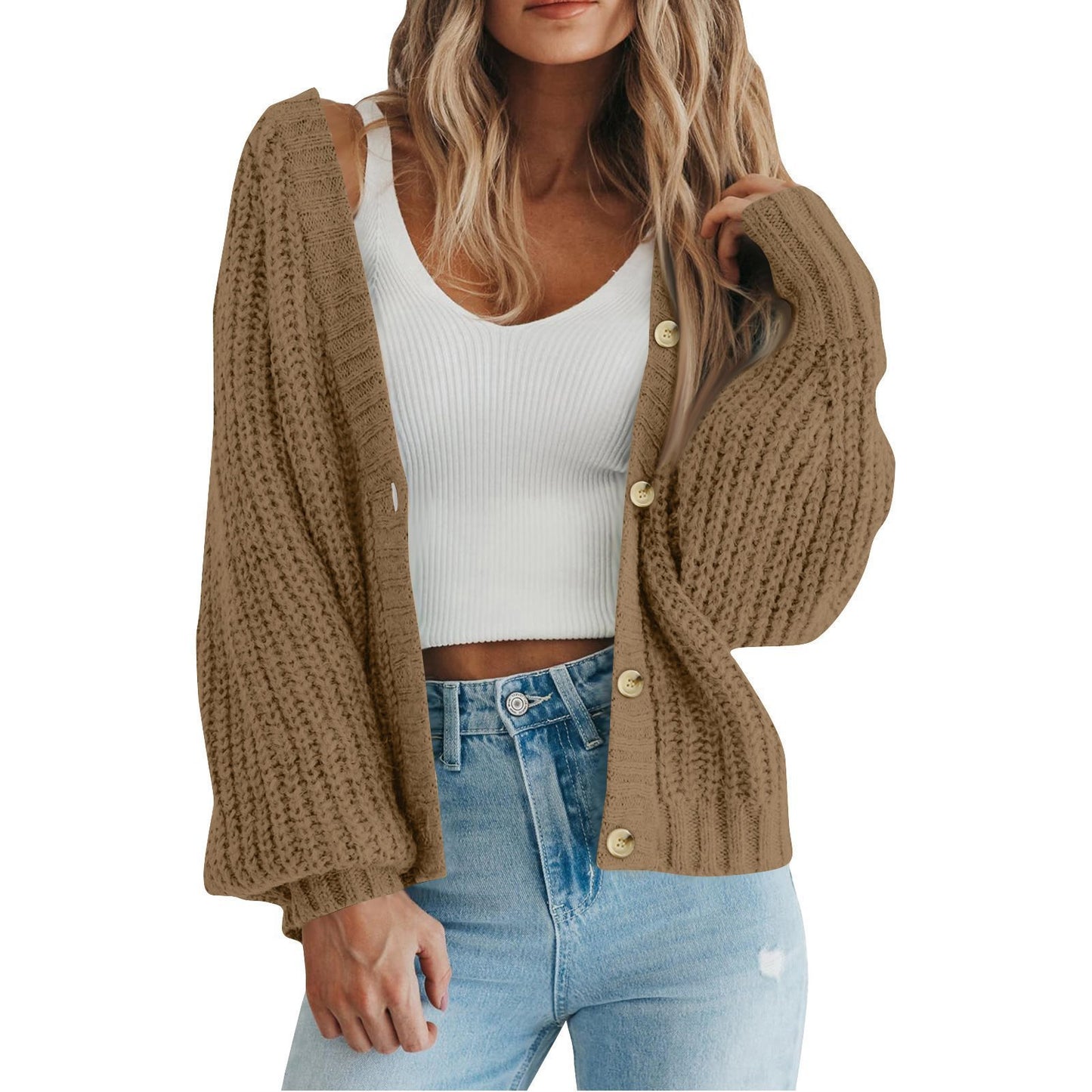 Cardigan en maille épaisse pour femme avec détails en bouton et coupe ample Chic und Stil