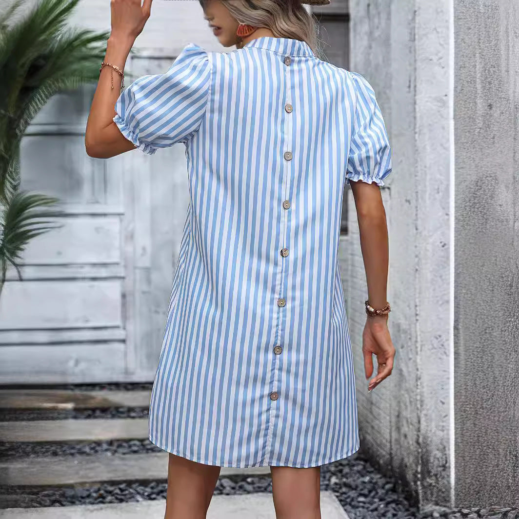 Robe tunique pour femmes avec des manches bouffantes et des rayures modernes Chic und Stil
