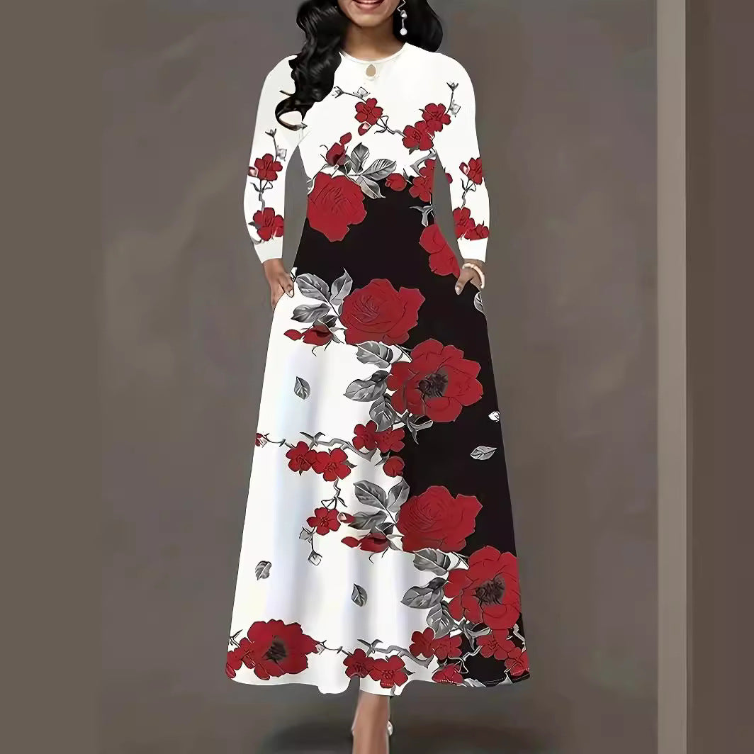 Robe maxi femme avec un design floral et des poches pratiques Chic und Stil