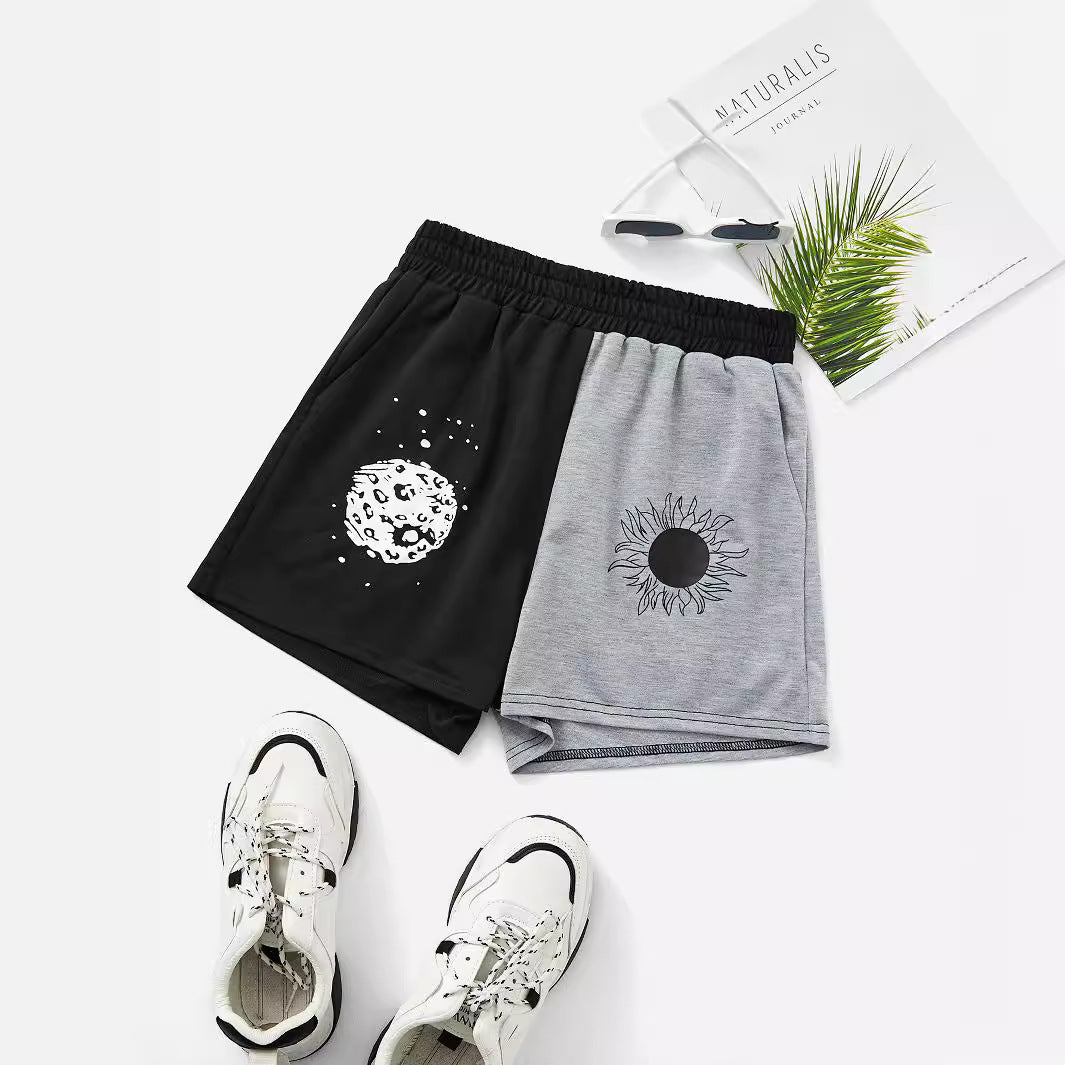 Shorts de loisirs pour femmes avec imprimé planétaire et taille élastique Chic und Stil