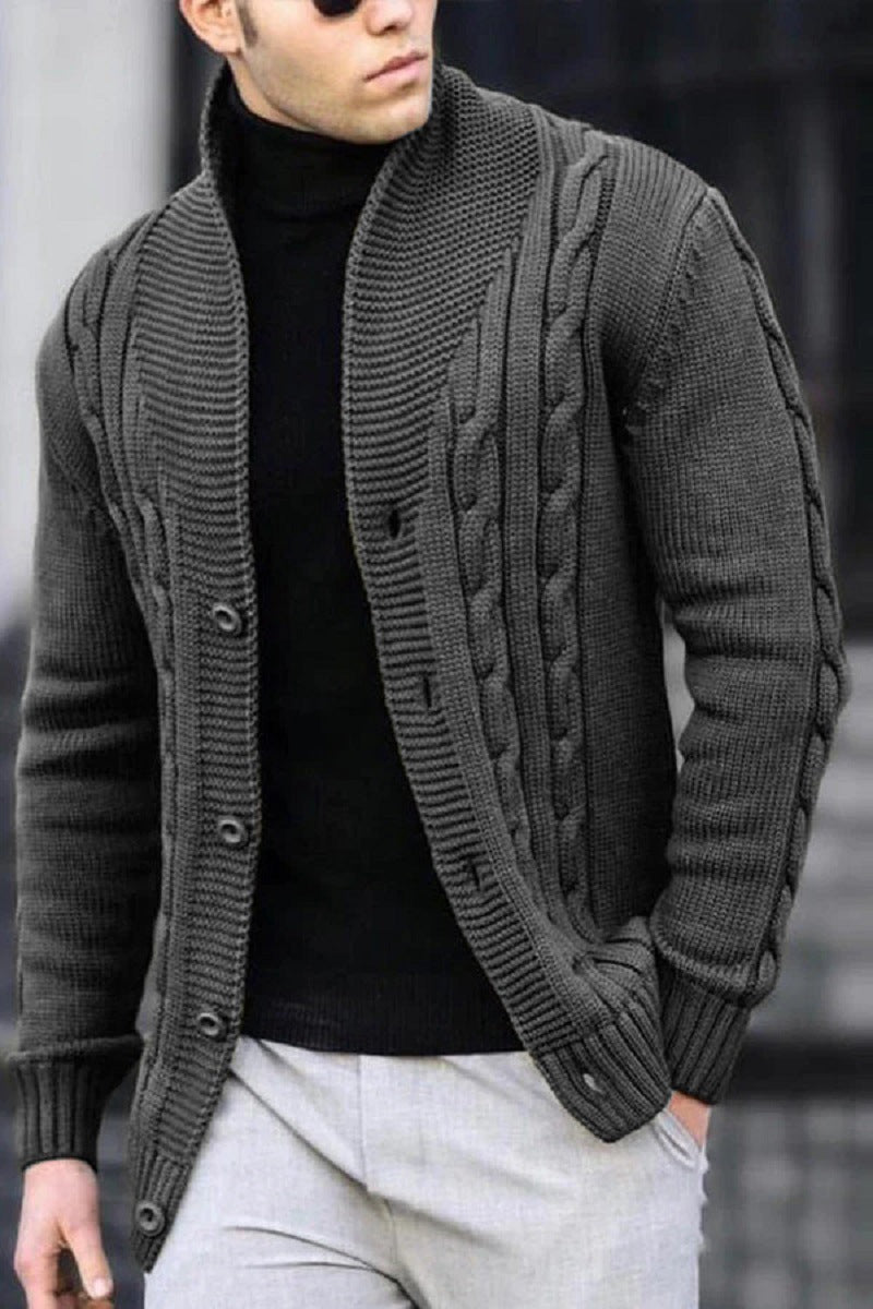 Cardigan pour homme avec motif en cable et col châle Chic und Stil