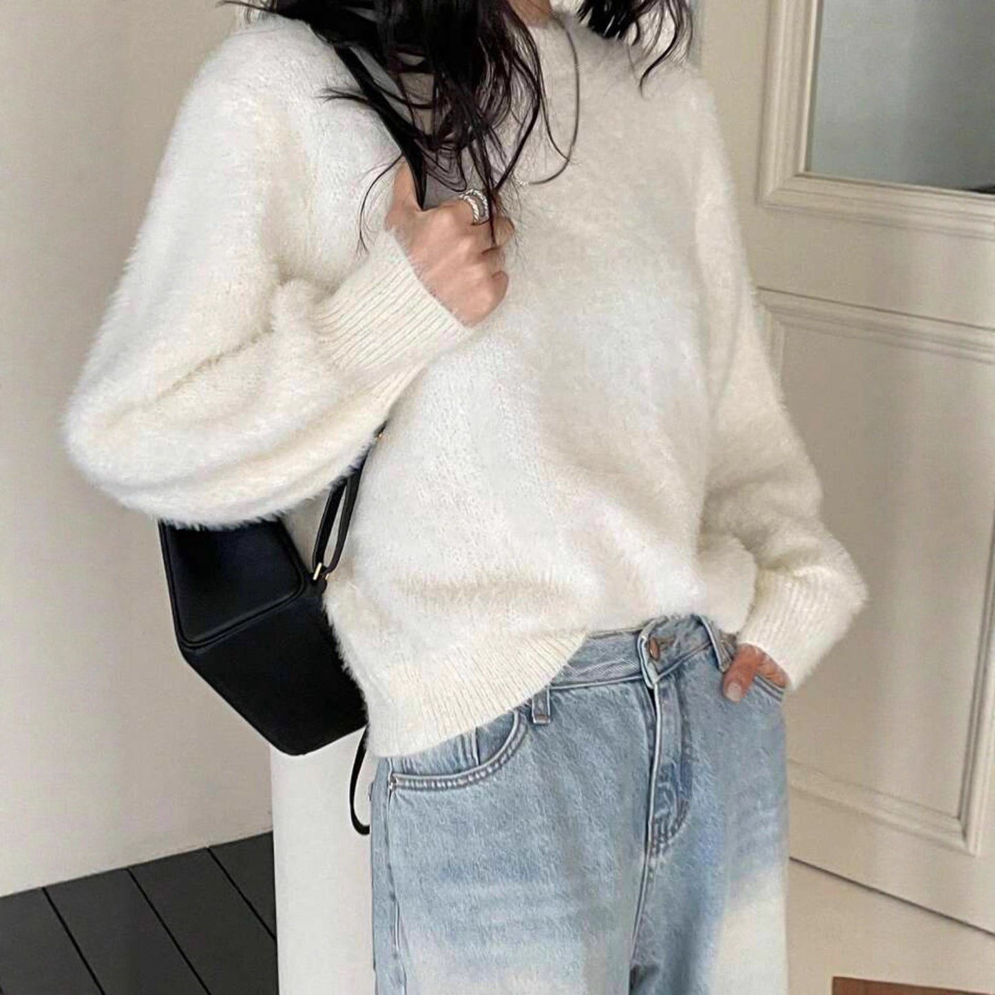 Dames Pull Douillet Tendance à Coupe Largue Chic und Stil