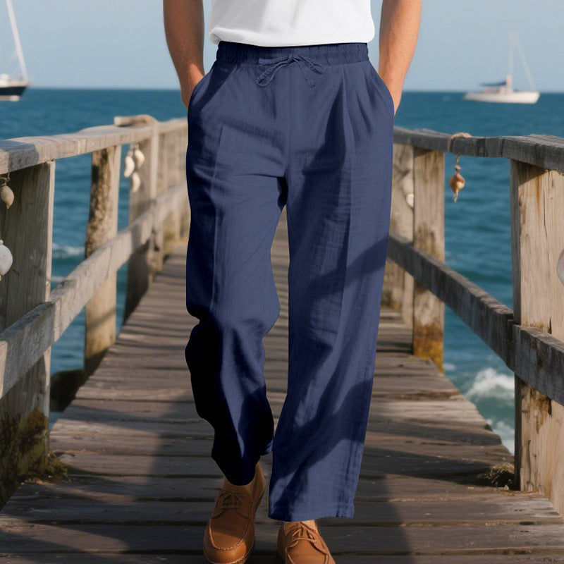 Pantalon d'été décontracté pour hommes avec taille élastique et poches latérales pratiques Chic und Stil