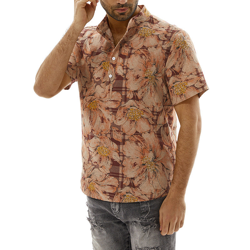 Chemise à manches courtes pour hommes avec motif floral et coupe moderne Chic und Stil