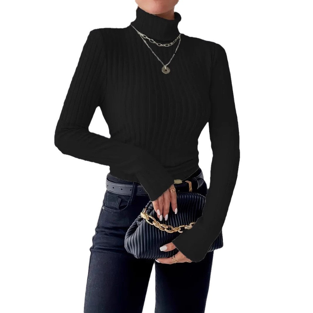 Pull à col roulé à manches longues pour femmes en fine maille côtelée Chic und Stil
