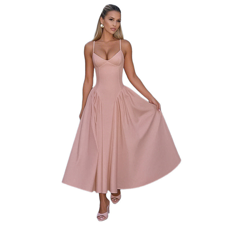 Robe maxi A-ligne pour dames avec bretelles spaghetti Chic und Stil