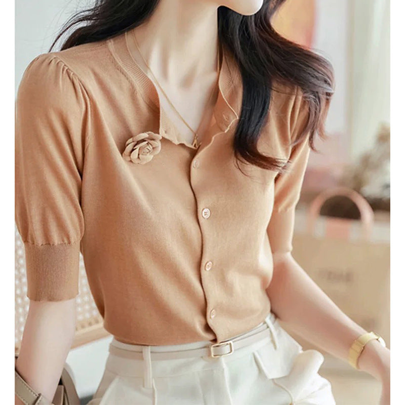 Haut en maille élégant à boutonnage pour femme Chic und Stil