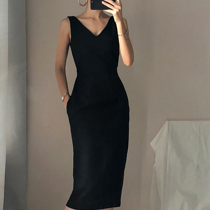 Robe midi élégante pour femme à décolleté en V avec poches Chic und Stil