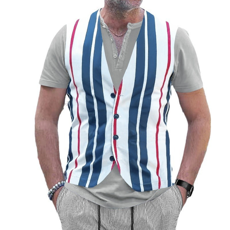 Chemise à manches courtes pour hommes au look rayé sportif avec boutonnière Chic und Stil