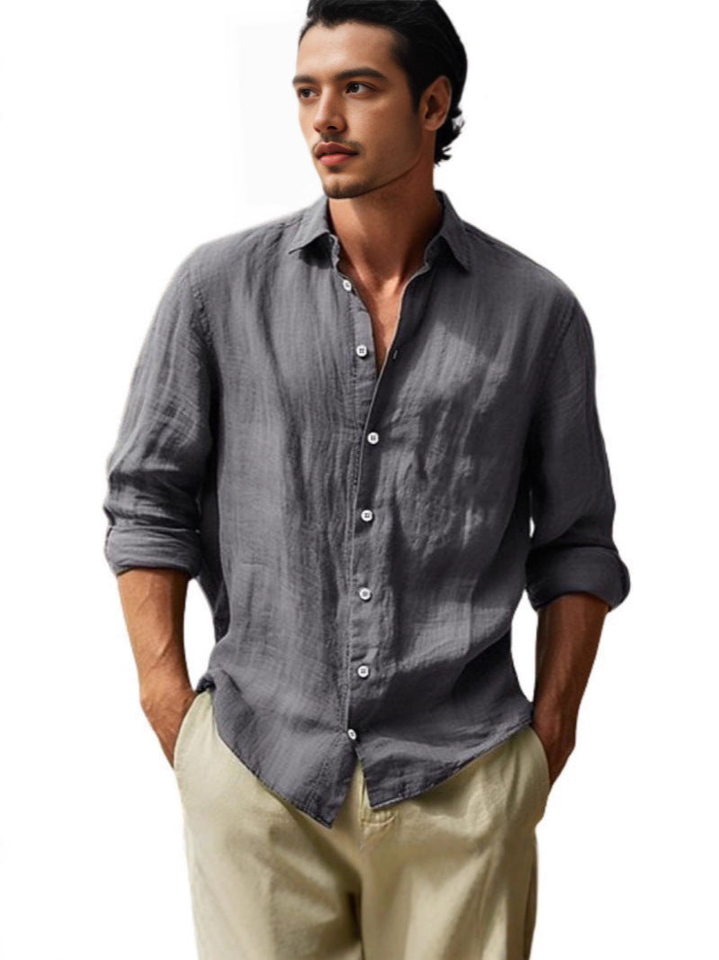 Chemise en lin légère pour hommes avec patte de boutonnage courte et coupe décontractée Chic und Stil