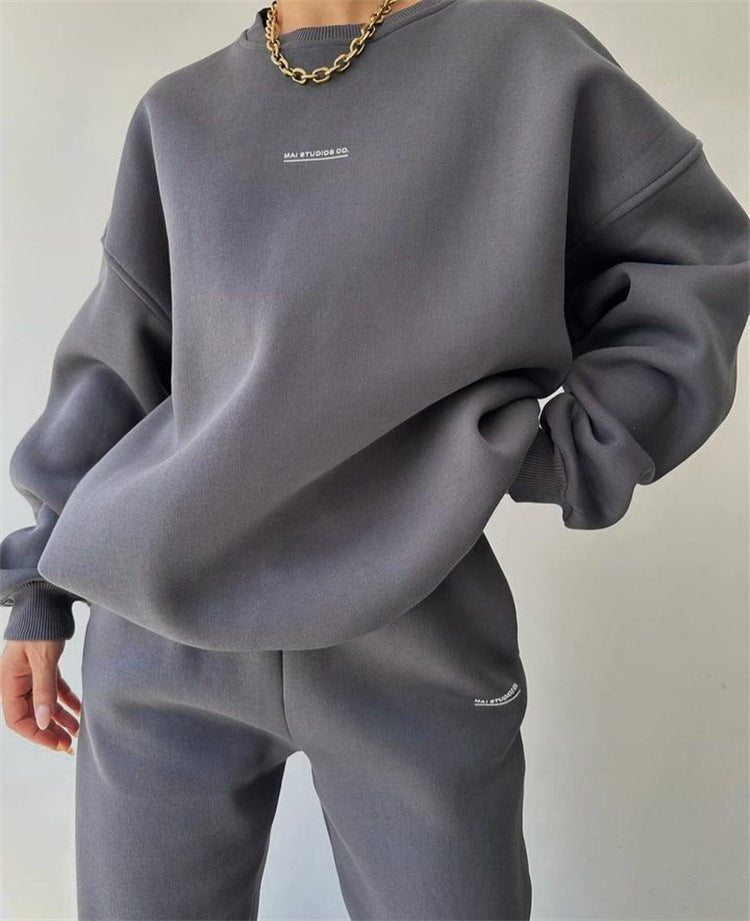 Dames décontracté ensemble de sweat à capuche surdimensionné avec cordon et manches longues Chic und Stil