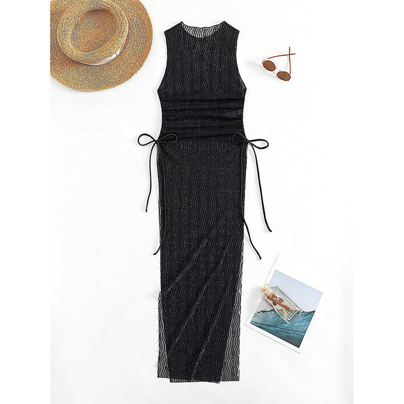 Robe maxi à lacets latéraux transparents en dentelle pour dames Chic und Stil