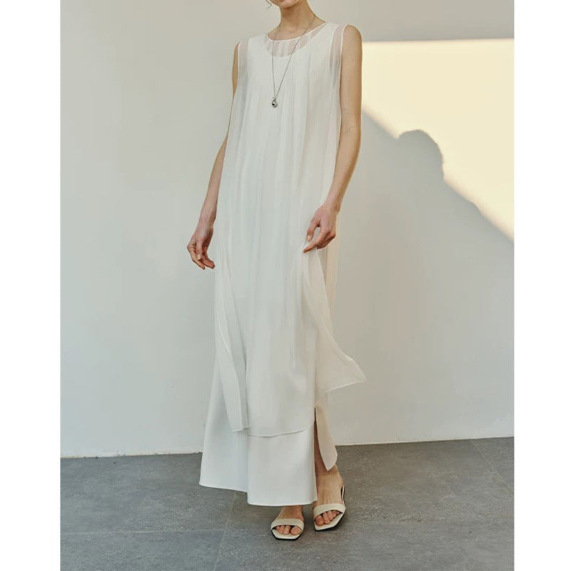 Robe Maxi Élégante en Chiffon pour Femme avec Détail Drapé Chic und Stil