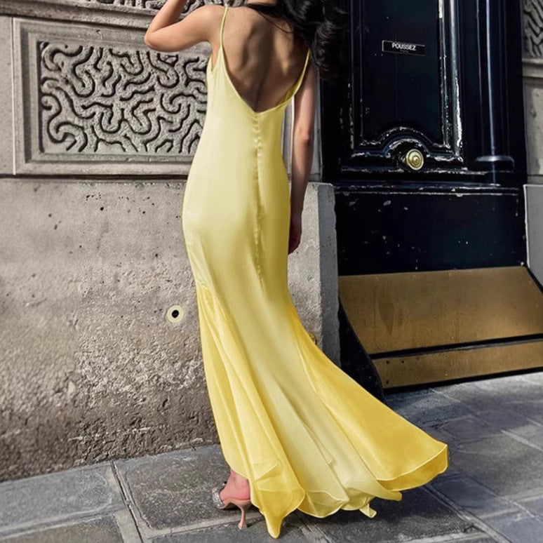 Femmes Robe maxi élégante avec décolleté en V profond et fente Chic und Stil